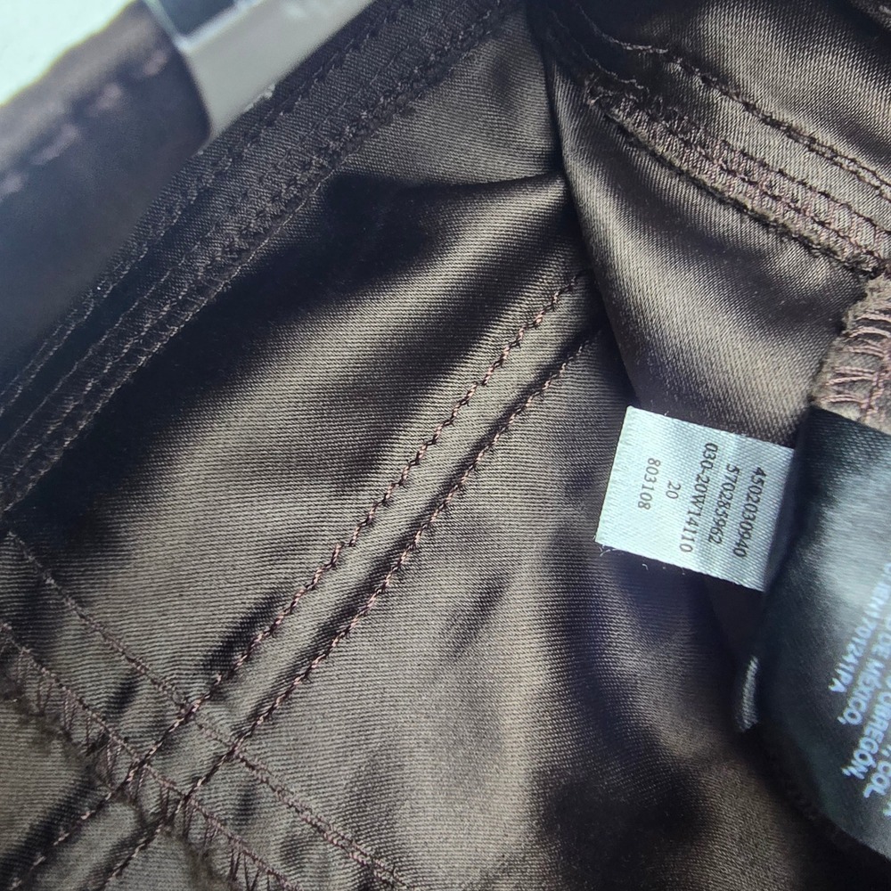 White House Black Market NWT The Straight Crop Pants Brown Satin Panel Size 12 - Picture 7 of 11